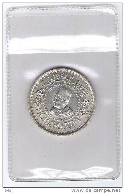 FRENCH MOROCCO 500 FRANCS 1956 Silver Coin, MOHAMMED V - Marruecos