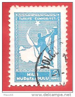 TURCHIA - TURKEY - USATO - 1941 - Soldier And Map Of Turkey - 2 Turkish Kuru&#351; - Michel TR Z62 - Used Stamps