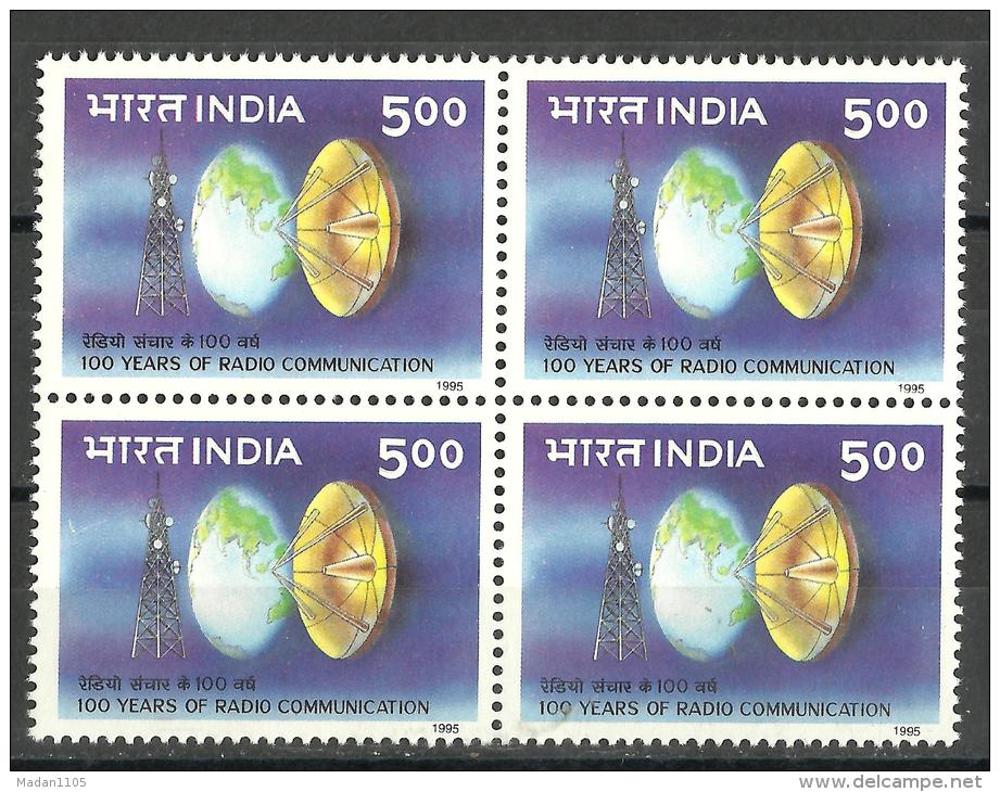 INDIA, 1995, Radio Communications - Centenary,  Radio, Block Of 4, MNH, (**) - Neufs