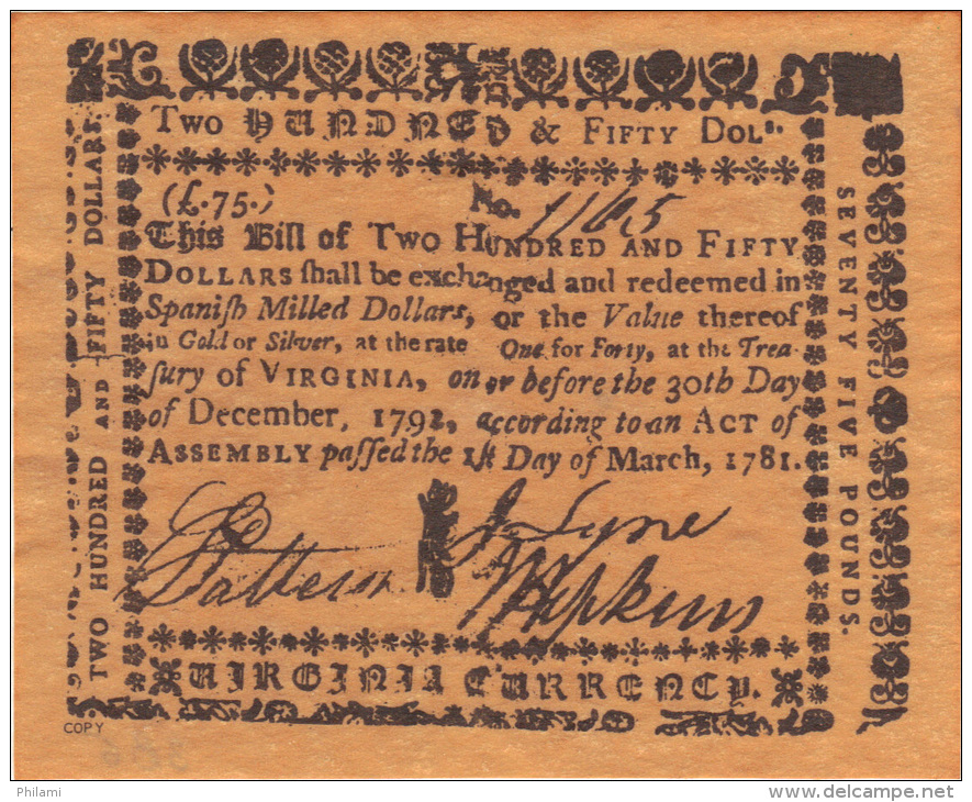 ETATS UNIS, COPY OF BANKNOTE NOT ORIGINAL.  (3B6) - Unclassified