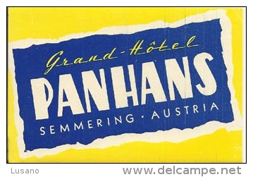 Etiquette De Bagage - Grand Hotel Panhans - Semmering (Autriche) - Hotel Labels