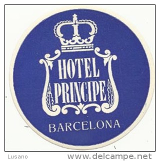 Etiquette De Bagage - Hotel Principe - Barcelona (Espagne) - Hotel Labels