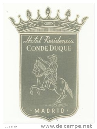 Etiquette De Bagage - Hotel Residencia Conde Duque - Madrid (Espagne) - Etiquetas De Hotel