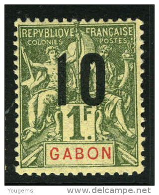 French:Gabon SG76a 1912 10c On 1f Fresh MLH - Other & Unclassified