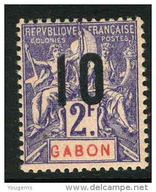 French:Gabon SG77a 1912 10c On 2f Fresh MLH - Autres & Non Classés