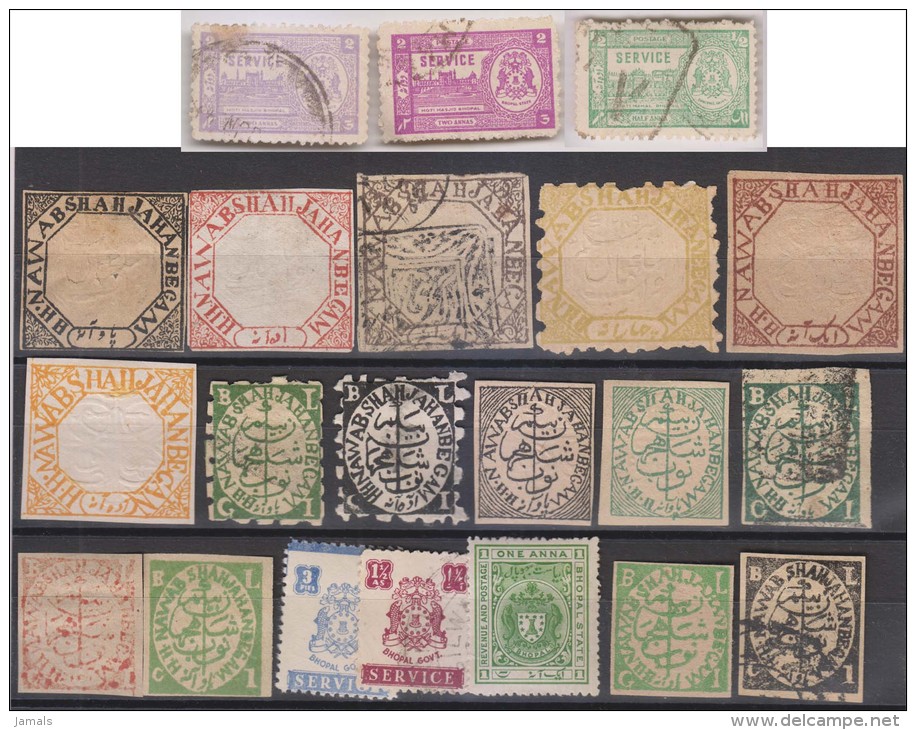 INDIA, Princely State Bhopal, Lot, 21 Different, Mint And Used, Inde Indien - Bhopal