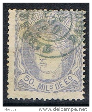 Sello 50 Mils Alegoria 1870, Fechador Azul TARRASA (barcelona), Num 107 º - Used Stamps