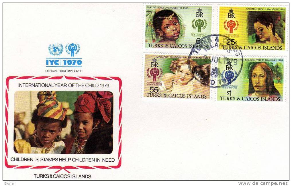 UNO Jahr Des Kindes 1979 Kinder Bildnisse Turks Caicos Insel 431/4 Auf FDC 4€ Geschwister Von Lawrence - Turks And Caicos