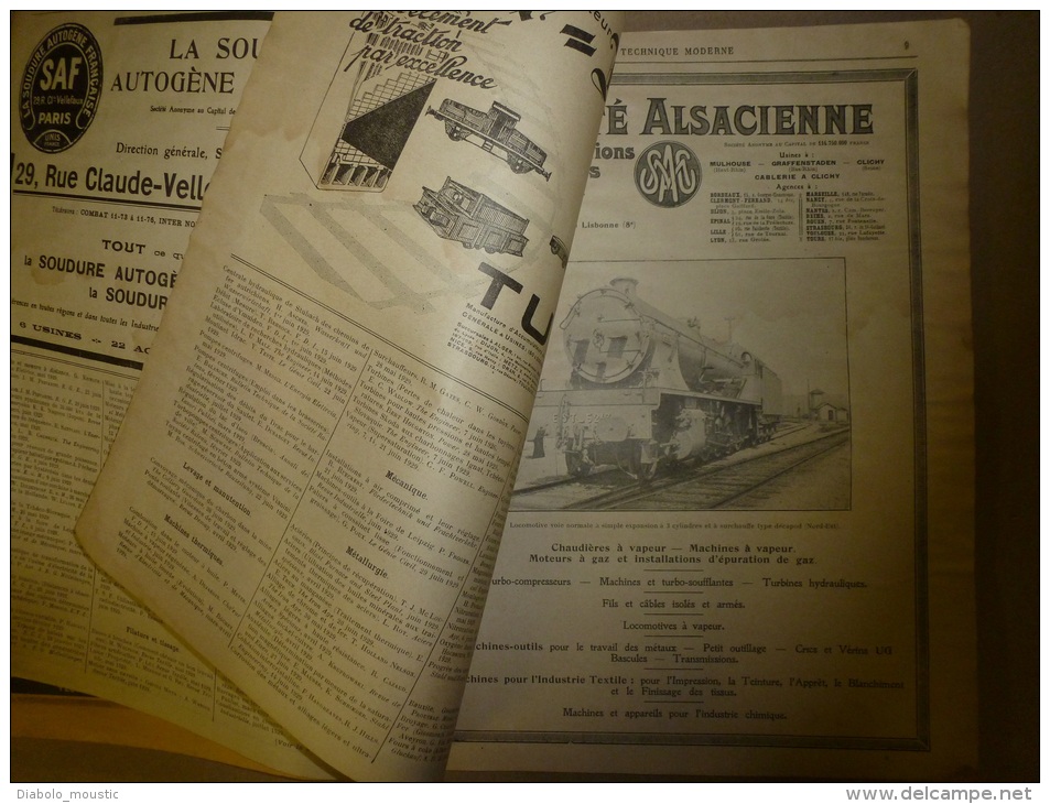 1er Août 1929  LA TECHNIQUE MODERNE : Et  : Pub Locomotive Type Nord-Est;  Le TRAMWAY Articulé Type Nieskly; - 1900 - 1949