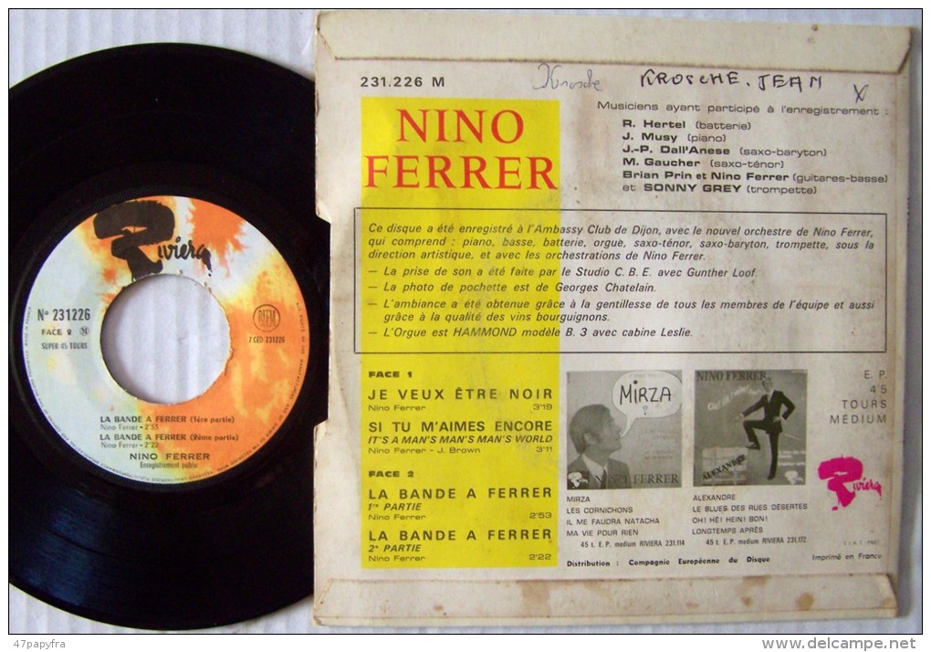 Nino FERRER EP Je Veux être Noir - 45 Rpm - Maxi-Single