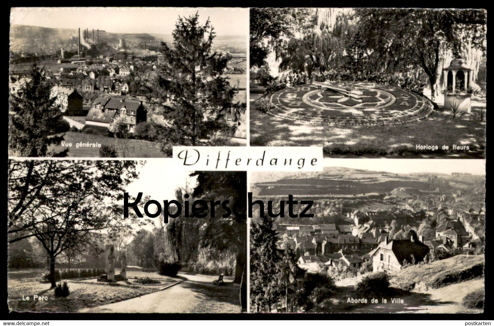 ÄLTERE POSTKARTE DIFFERDANGE VUE GÉNÉRALE ABORDS DE LA VILLE LE PARC HORLOGE DE FLEURS DIFFERDINGEN Luxemburg Luxembourg - Differdange