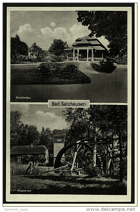 Bad Salzhausen  -  Gradierbau , Wasserrad  -  Mehrbild Ansichtskarte Ca.1950  (1945) - Wetterau - Kreis