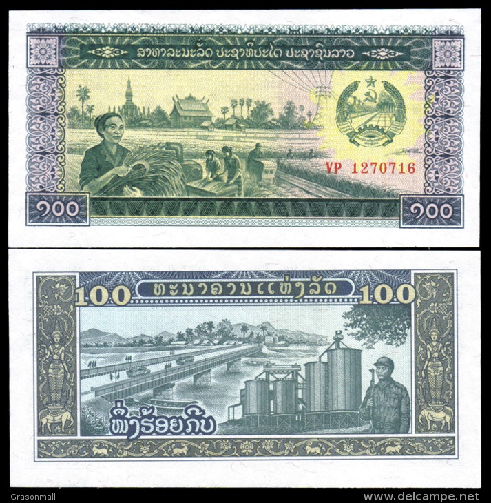 Laos 100 Kip Banknotes Uncirculated UNC - Andere & Zonder Classificatie