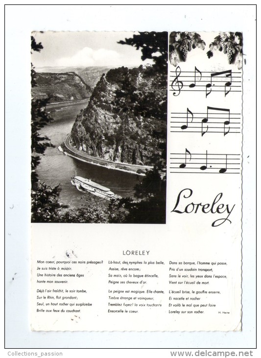 Cp , ALLEMAGNE , LORELY , Voyagée , Ed : Umlauf , Musique - Loreley