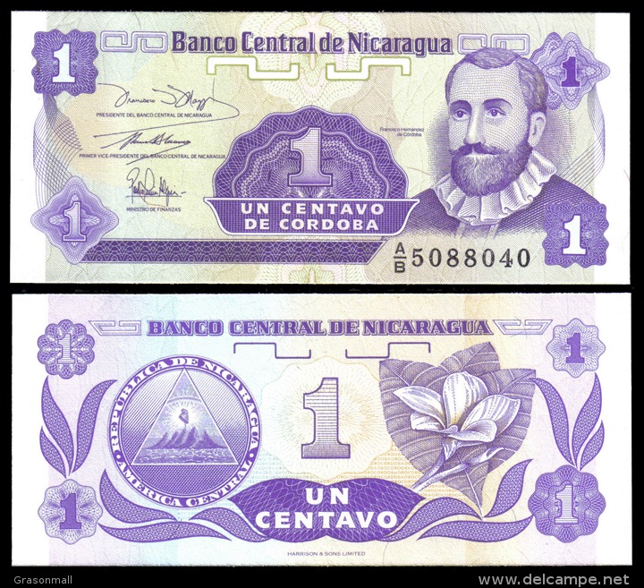 Nicaragua 1 Centavo Banknotes Uncirculated UNC - Other & Unclassified