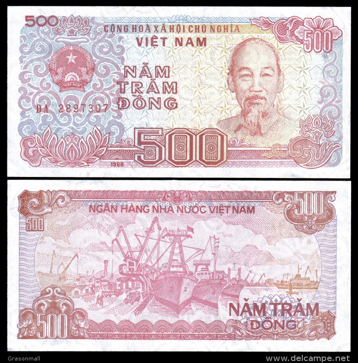 Vietnam 1988 500 Dong Ship Banknotes Uncirculated UNC - Andere & Zonder Classificatie