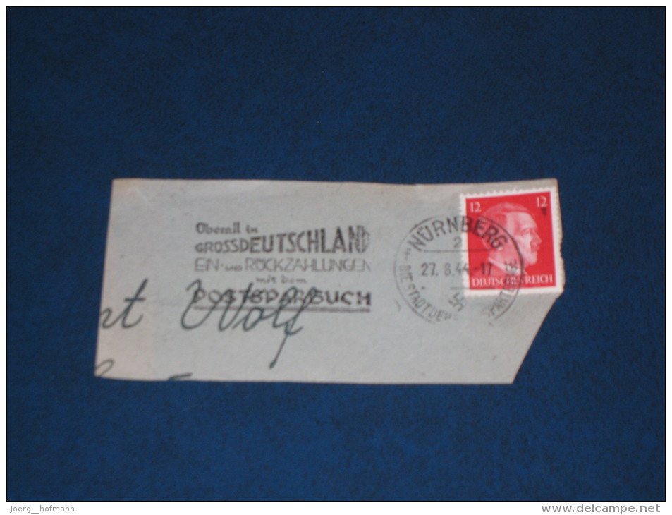 D-Reich Deutches Reich 3. Reich Werbestempel 194 Nürnberg Überall In Grossdeutschland  .. Postsparbuch - Maschinenstempel (EMA)