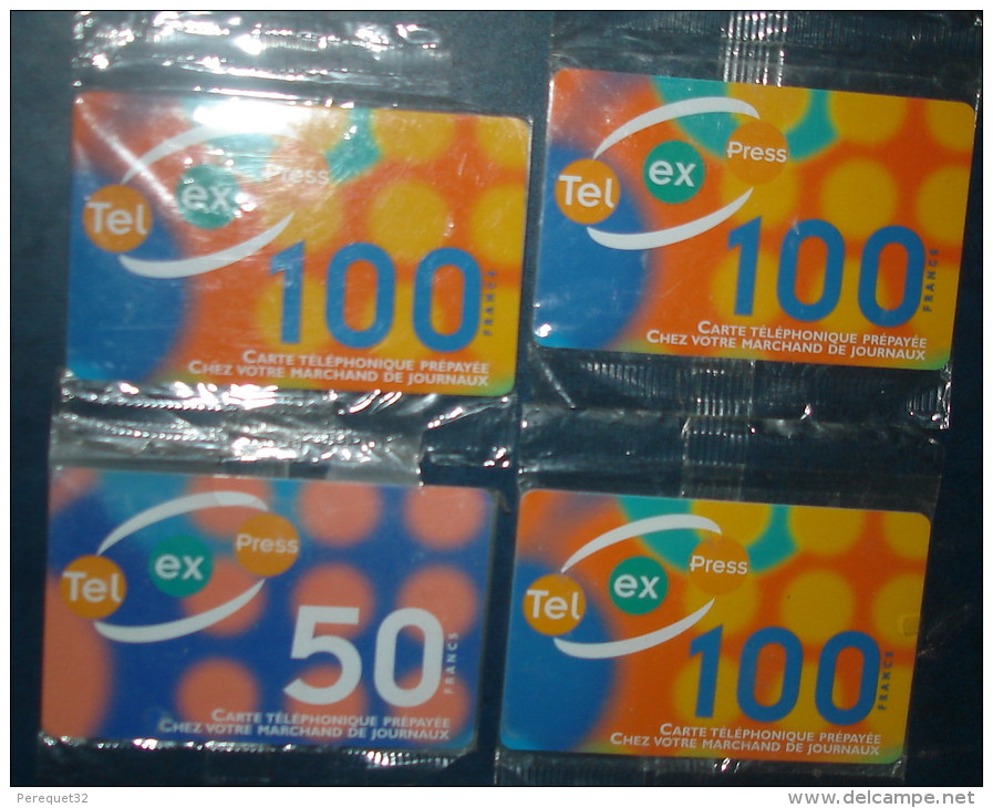 Lot De 4 Cartes Prépayées 100 Francs Et 50 Francs,neuves Sous Blister - Colecciones