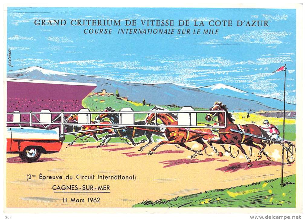 [06] Alpes Maritimes-CAGNES Sur MER (hippisme Chevaux) Grand Criterium De Vitesse De Côte D´Azur 11 Mars 1962 (mile) - Cagnes-sur-Mer