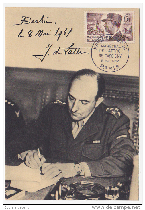 2 Cartes Maximum - 15F DE LATTRE De TASSIGNY - Premier Jour - PARIS Et Ordinaire MOUILLERON En PAREDS - 1950-1959