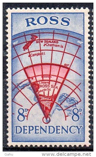 New Zealand ; Ross Dependency ;1957; N° Y : 3 ;  N ** ; Carte Antartique ; Cote Y : 3.00 E. - Neufs