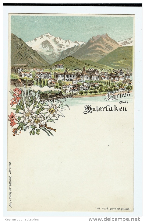 1900s Suisse Gruss Aus Interlaken Vignette Ppc Unused - Interlaken