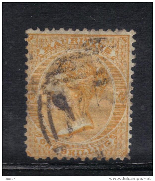 AP1003 - MAURITIUS 1863 , 1 Shilling Yvert N. 39 . Filigrana CC Capovolta - Mauritius (...-1967)