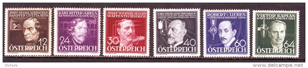 AUSTRIA AUTRICHE AUSTRIAN 1936 TECNICI E INVENTORI 4 VAL Compl.  MNH** Lusso - Ongebruikt