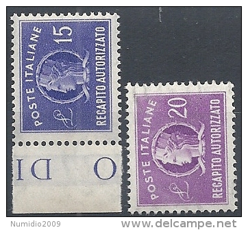 1949-52 ITALIA RECAPITO AUTORIZZATO MNH ** - RR11780-2 - Correo Urgente/neumático