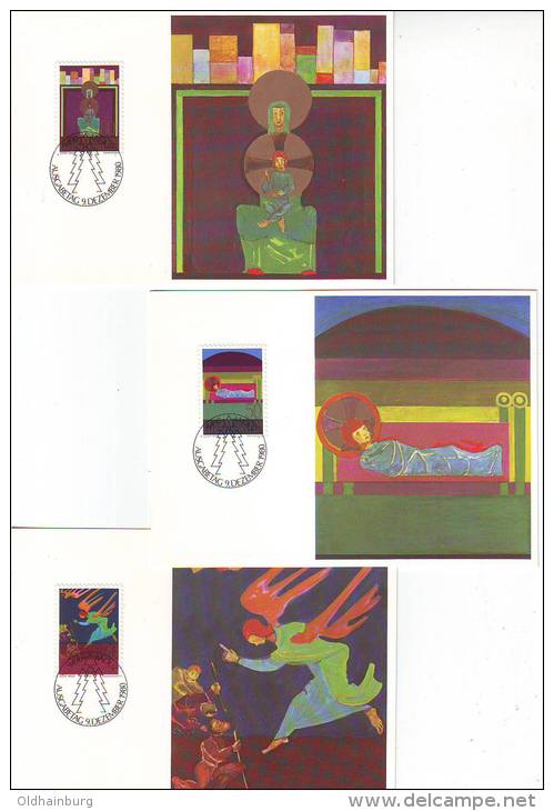 1026z11: Liechtenstein Christmas 1980, 3 Maxicards, Complete Set - Christmas