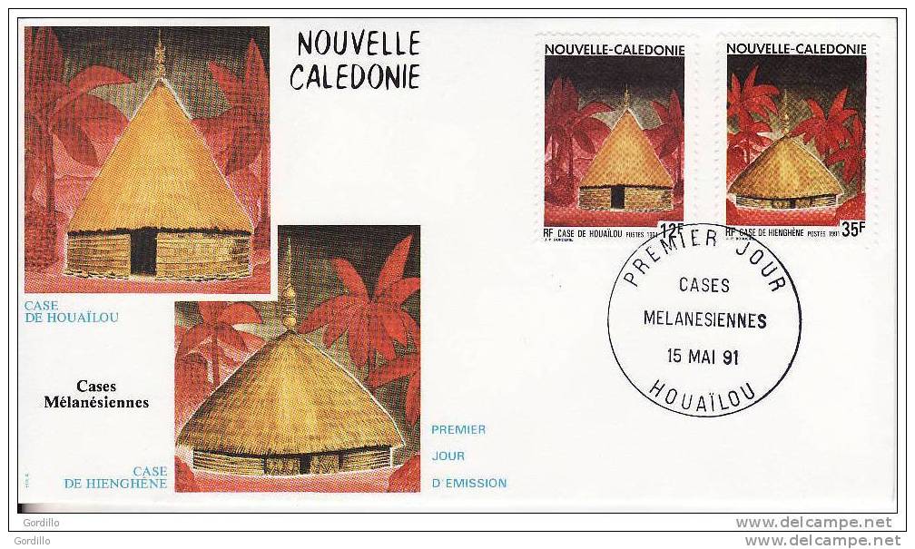 FDC¨1er Jour Nouvelle Calédonie Cases Mélanésiennes. 1991. - FDC