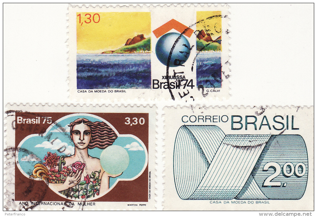 1974/5 Brasile Serie Corrente - Anno Int. Della Donna - Cogresso Mond. Unione Int. - Gebraucht