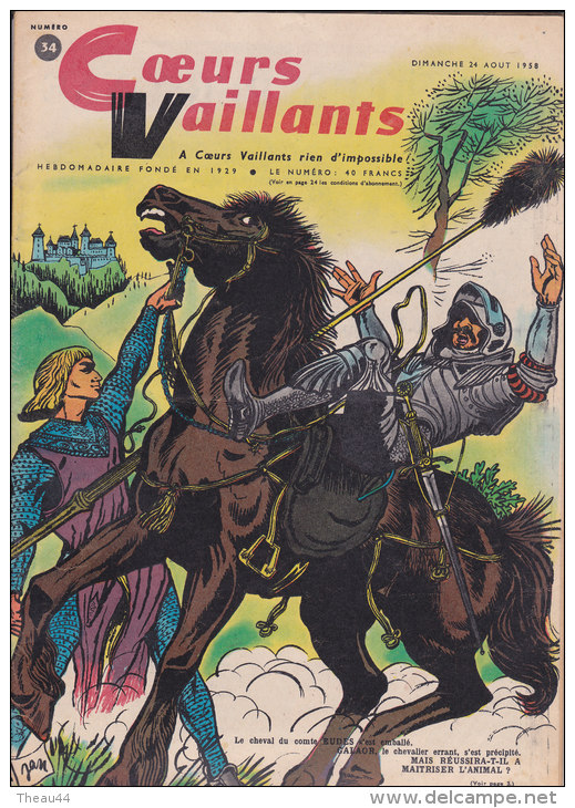 ¤¤  -  L'Hebdomadaire " COEURS VAILLANTS "  -  N°34 Du 24 Aout 1958  -  24 Pages  -  ¤¤ - Vaillant