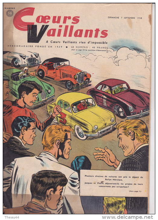 ¤¤  -  L´Hebdomadaire " COEURS VAILLANTS "  -  N°36 Du 7 Septembre 1958  -  24 Pages  -  ¤¤ - Vaillant