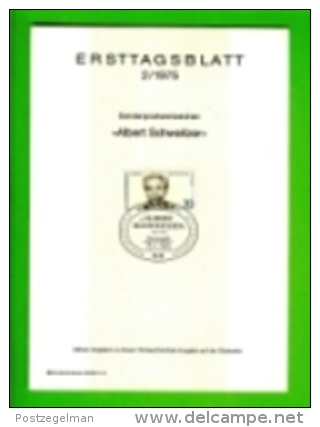 GERMANY, 1975, Ersttagblatt, Albert Schweitzer, ETB 2 - Covers & Documents