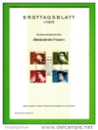 GERMANY, 1975, Ersttagblatt, Bedeutende Frauen, ETB 1 - Covers & Documents