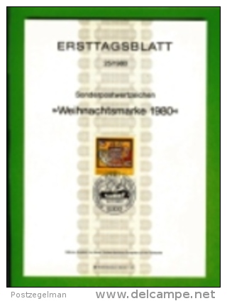 GERMANY, 1980, Ersttagblatt Nr 25,  Weihnachtsmarke - Covers & Documents