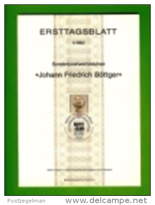 GERMANY, 1982, Ersttagblatt Nr 1, Johan Friedrich Boettger - Covers & Documents