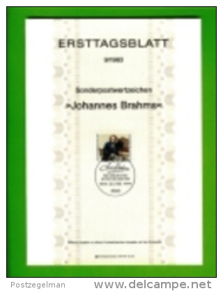 GERMANY, 1983, Ersttagblatt Nr 9,  Johannes Brahms - Covers & Documents