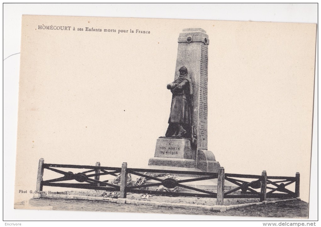 Cpa HOMECOURT à Ses Enfants Morts Pour La France Monument Guerre 14/18 Photo Nesen - Homecourt