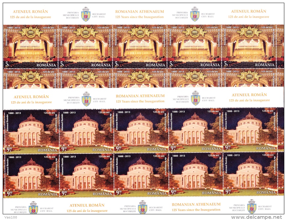 ROMANIA 2013 ROMANIAN ATHENAEUM MINISHEET ,** MNH - Feuilles Complètes Et Multiples