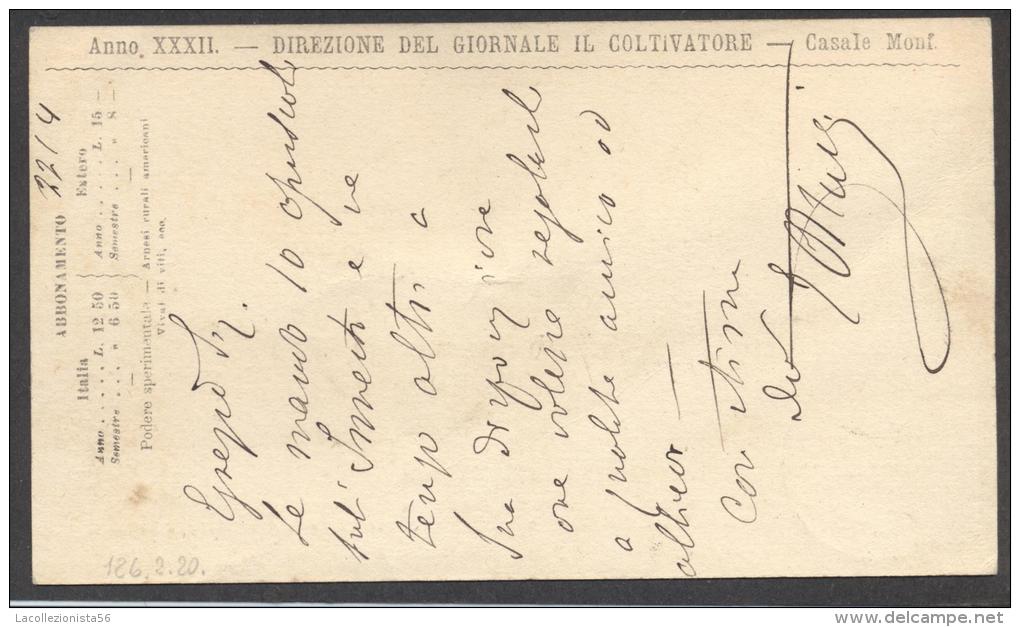 4546-INTERO POSTALE-10 C.-MILL.84-COMMISSIONE PRIVATA-GIORNALE "IL COLTIVATORE"-CASALE MONFERRATO - Stamped Stationery