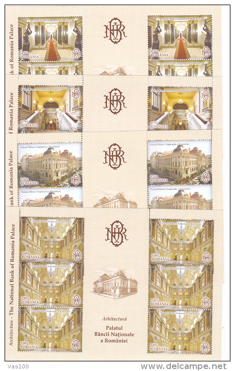 ROMANIA 2013 ARHITECTURE THE NATIONAL BANK OF ROMANIAN PALACE,MINISHEET ,** MNH - Feuilles Complètes Et Multiples