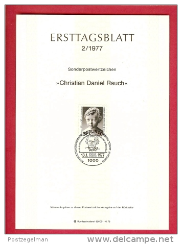 GERMANY-BERLIN 1977, Ersttagblatt Nr 2, Christian Daniel Rauch - Covers & Documents