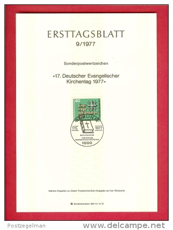 GERMANY-BERLIN 1977, Ersttagblatt Nr 9, Evangelischer Kirchentag - Covers & Documents