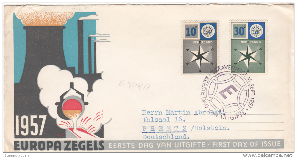 NEDERLAND FDC MICHEL 704/05 E32 EUROPA 1957 - FDC