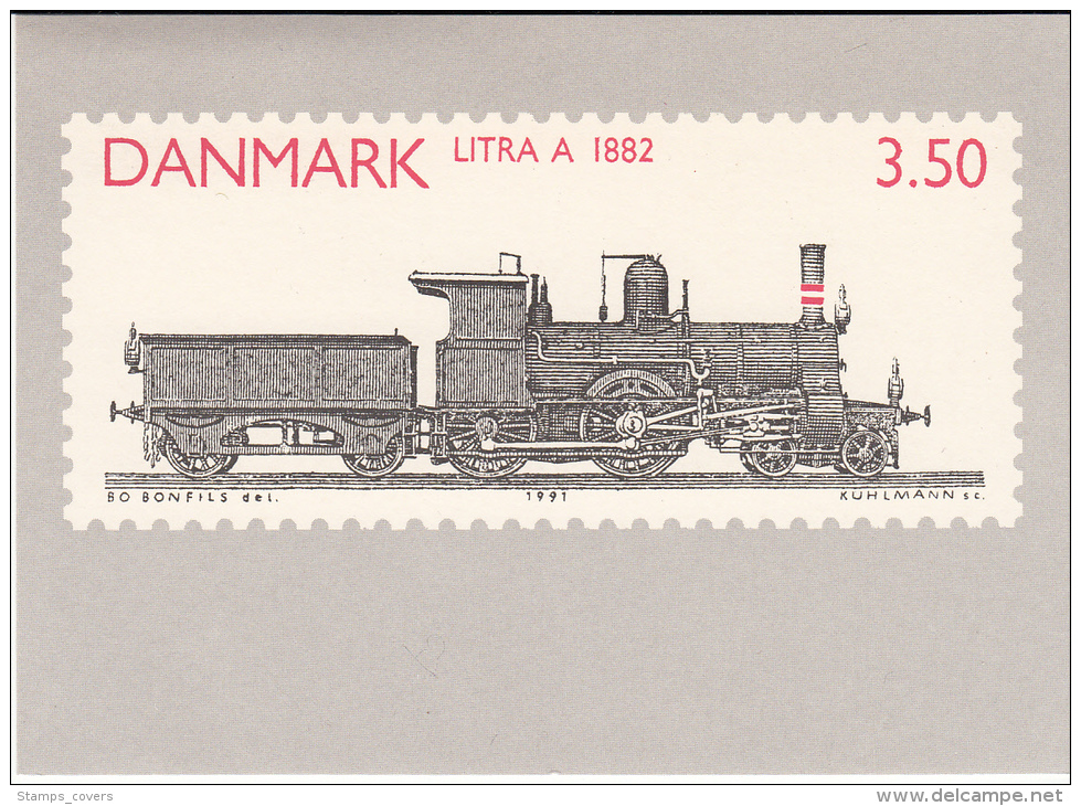 DENMARK POST CARD (4) TRAINS - Briefe U. Dokumente