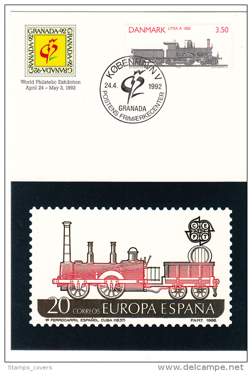 DENMARK POST CARD (4) TRAINS - Brieven En Documenten