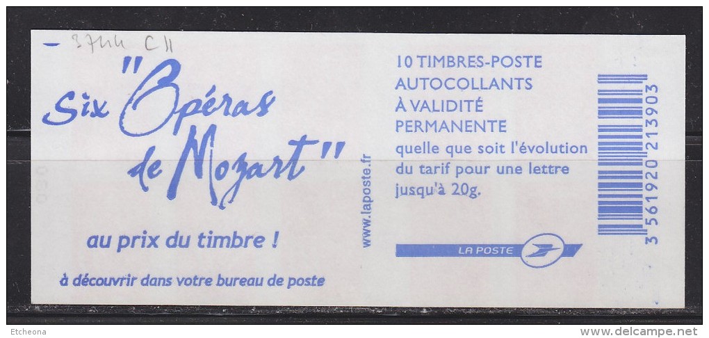 Date Sur CARNET 10 Marianne Lamouche TVP Rouge France -20g Six Opéra De Mozart 080 N° 3744-C11 - Autres & Non Classés