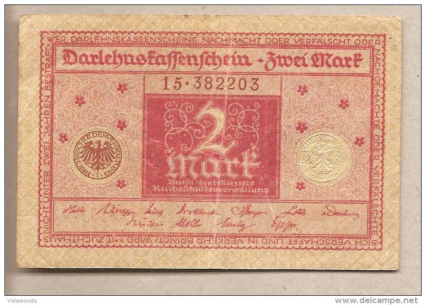 Germania - Banconota Circolata Da 2 Marchi P-59 - 1920 - Reichsschuldenverwaltung